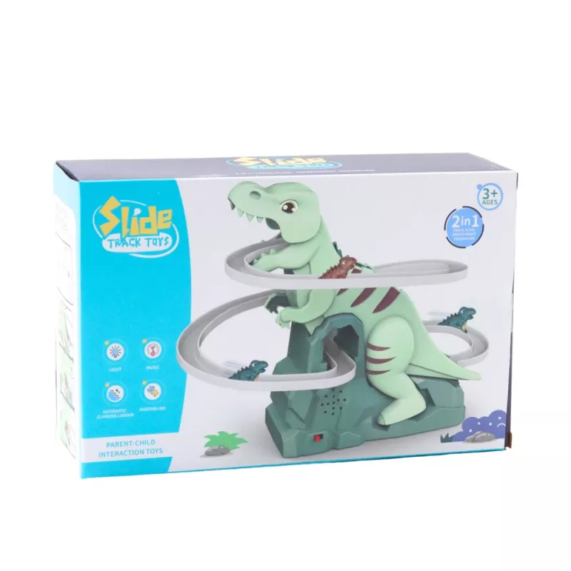 LEAN TOYS Pista tobogán dinosaurio escalada luces sonidos