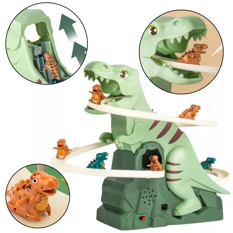 LEAN TOYS Pista tobogán dinosaurio escalada luces sonidos