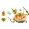 LEAN TOYS Juego de cañas de pescar dinosaurios accesorio madera verde
