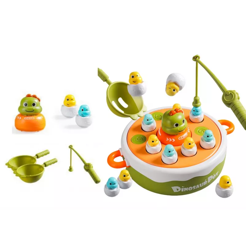 LEAN TOYS Juego de cañas de pescar dinosaurios accesorio madera verde