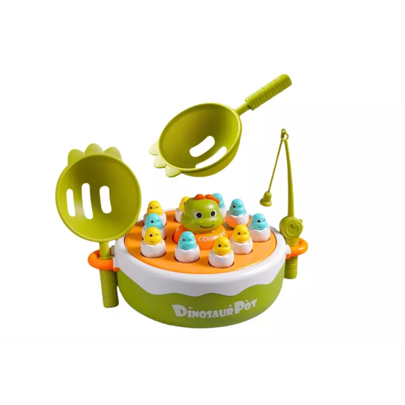 LEAN TOYS Juego de cañas de pescar dinosaurios accesorio madera verde