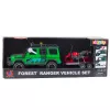 LEAN TOYS Set de vehículos todoterreno con grúa y moto, luz y sonido, verde