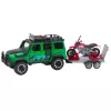 LEAN TOYS Set de vehículos todoterreno con grúa y moto, luz y sonido, verde