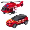 LEAN TOYS Coche de bomberos grúa helicóptero coche luces sonidos rojo