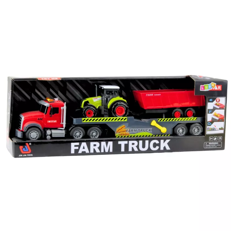 LEAN TOYS Set camión tractor con remolque luces y sonidos rojo