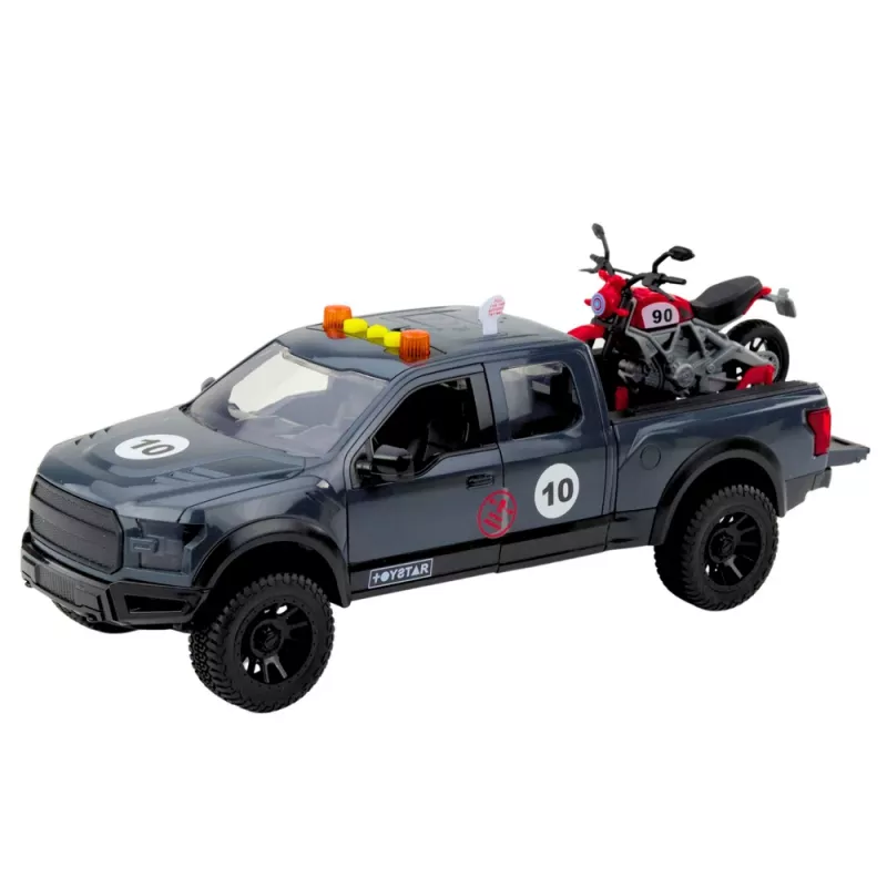 LEAN TOYS Pickup con luces y sonidos de motor gris 1:12