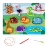 LEAN TOYS Puzzle de madera imanes juego de enhebrar animales