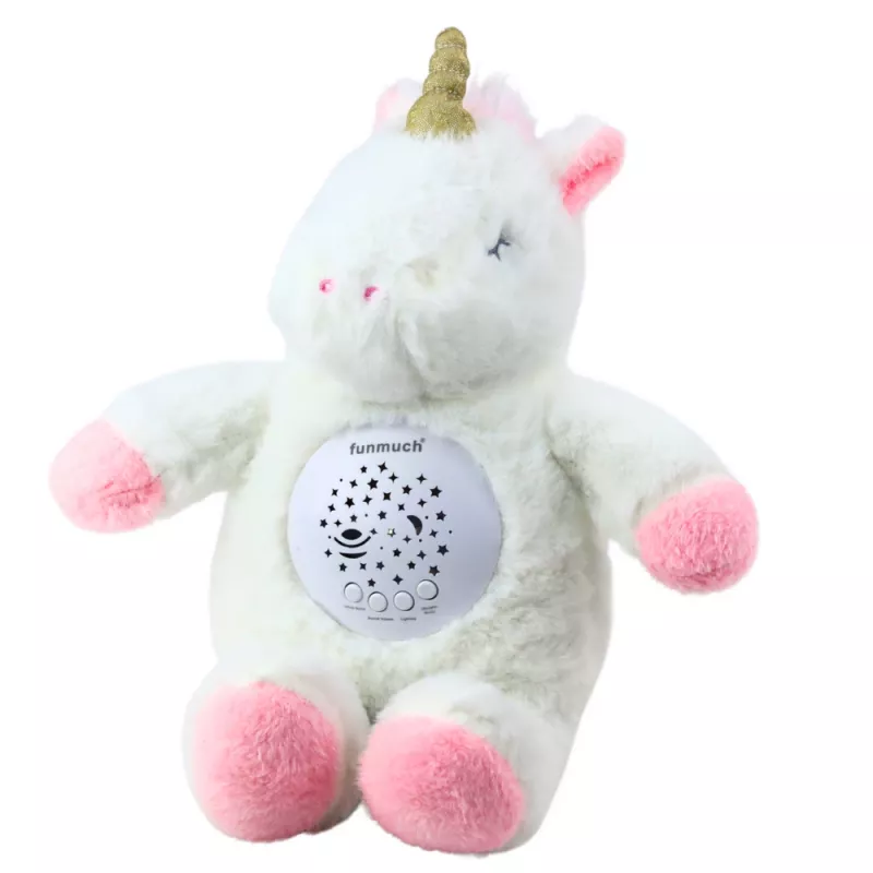 LEAN TOYS Peluche unicornio para dormir con proyector y sonido
