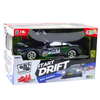 LEAN TOYS Coche drift RC negro verde 30km/h 1:16