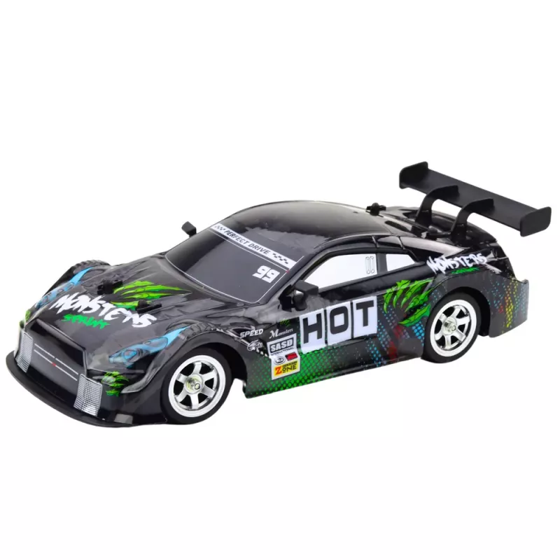 LEAN TOYS Coche drift RC negro verde 30km/h 1:16