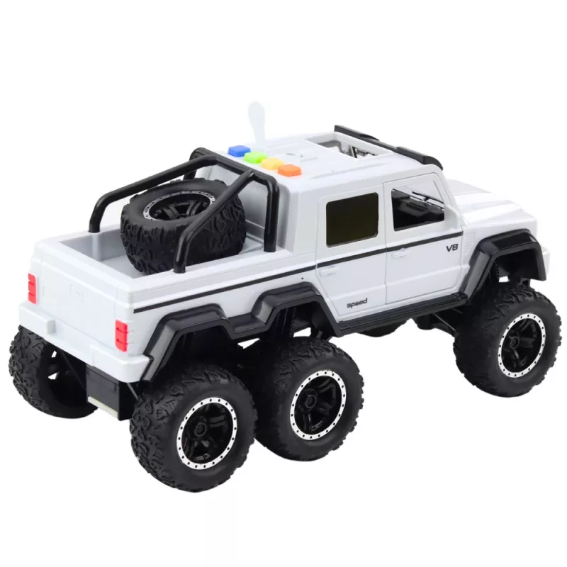 LEAN TOYS Coche todoterreno con tracción por fricción, luces y sonidos blanco nácar 6x6 1:16