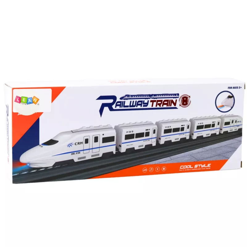 LEAN TOYS Tren de juguete interactivo con sonidos y luz, blanco, 62 cm