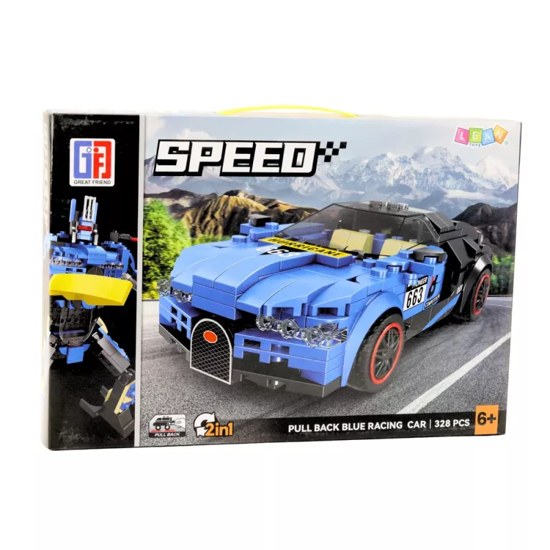 LEAN TOYS Coche robot 2 en 1 Hurricane azul bloques de construcción 328 uds.