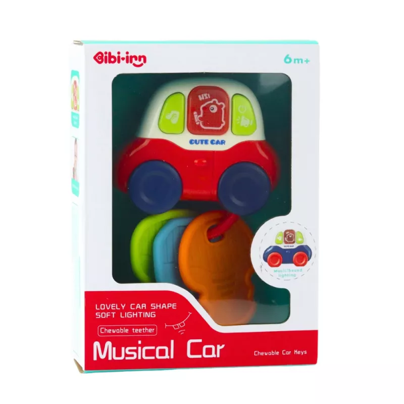 LEAN TOYS Coche de juguete interactivo con mordedores, llaves, luces y sonidos