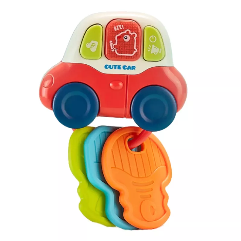 LEAN TOYS Coche de juguete interactivo con mordedores, llaves, luces y sonidos