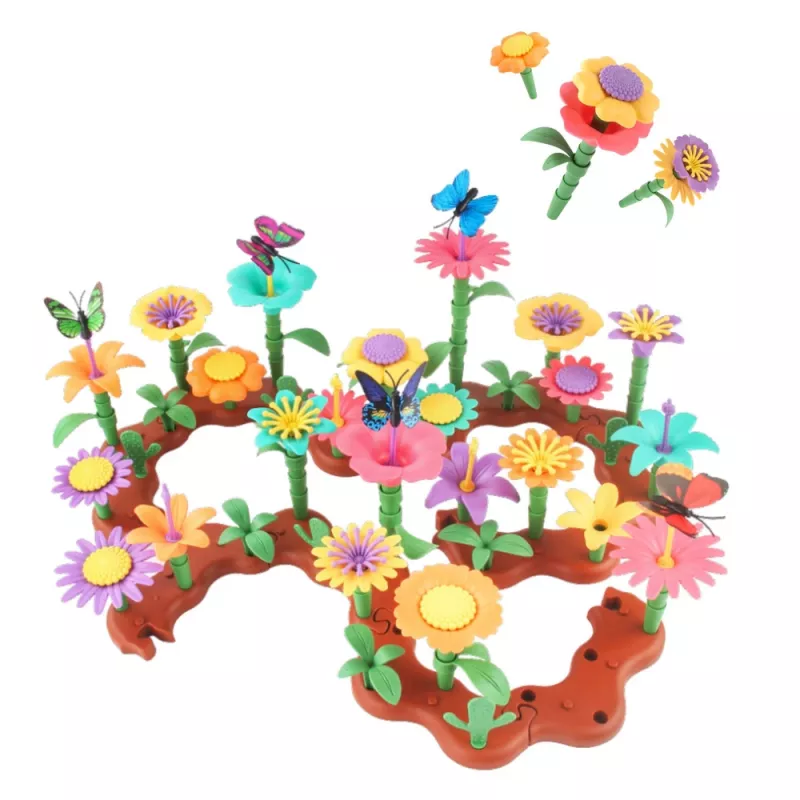LEAN TOYS Set de bloques de construcción flores de jardín creativas 198 uds.