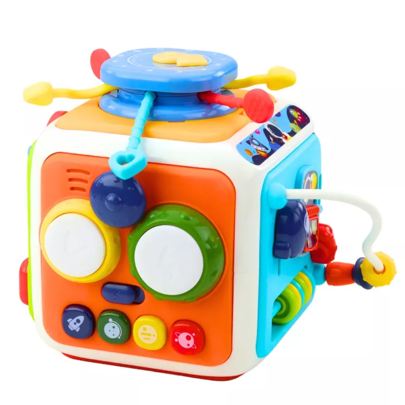 LEAN TOYS Cubo clasificador interactivo, educativo, sensorial, con sonidos, multicolor