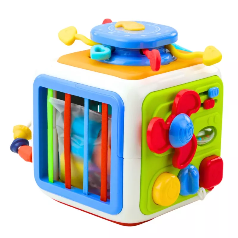 LEAN TOYS Cubo clasificador interactivo, educativo, sensorial, con sonidos, multicolor