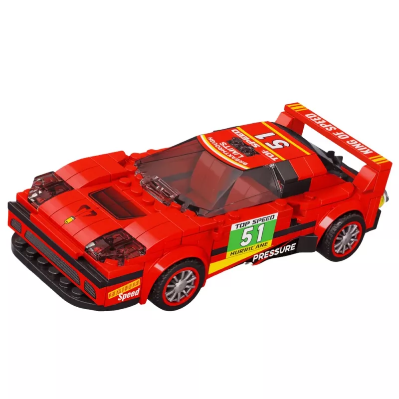 LEAN TOYS Bloques de construcción coche robot 2 en 1 rojo con tracción 329 piezas