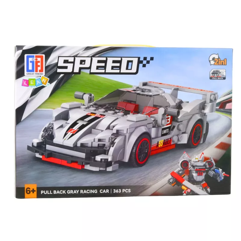 LEAN TOYS Bloques de construcción coche deportivo robot 2 en 1 gris 363 piezas