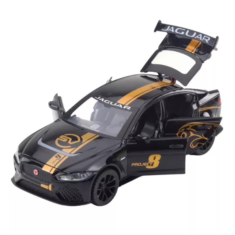 LEAN TOYS Coche deportivo de metal con retroceso, luces y sonidos negro 1:32