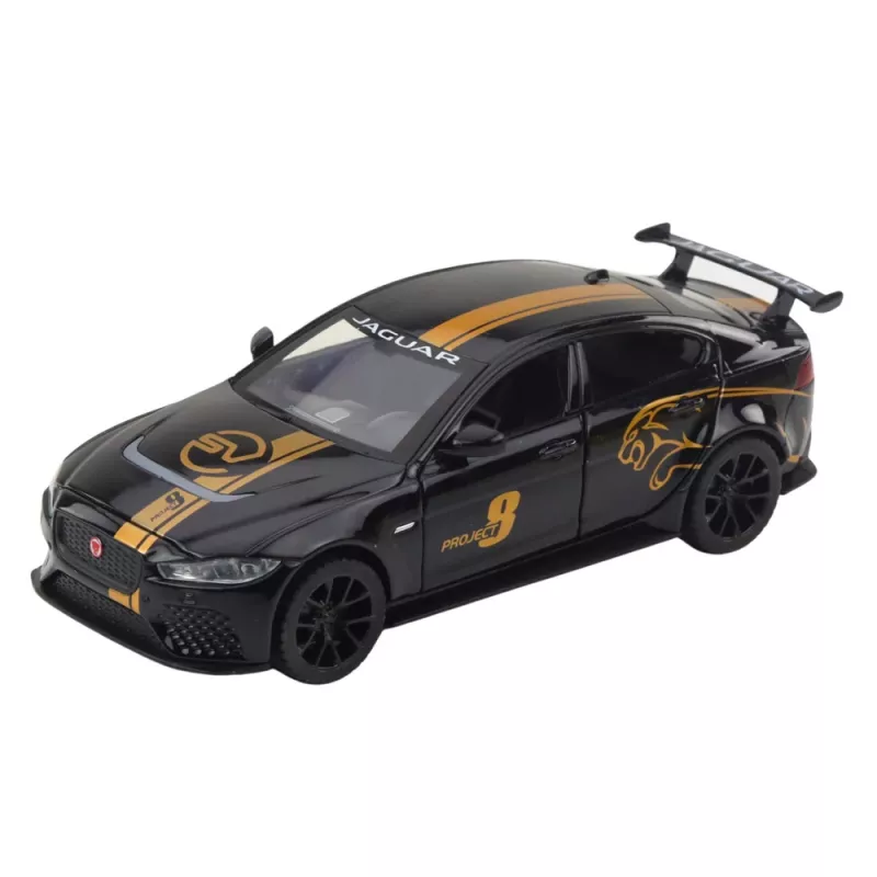 LEAN TOYS Coche deportivo de metal con retroceso, luces y sonidos negro 1:32