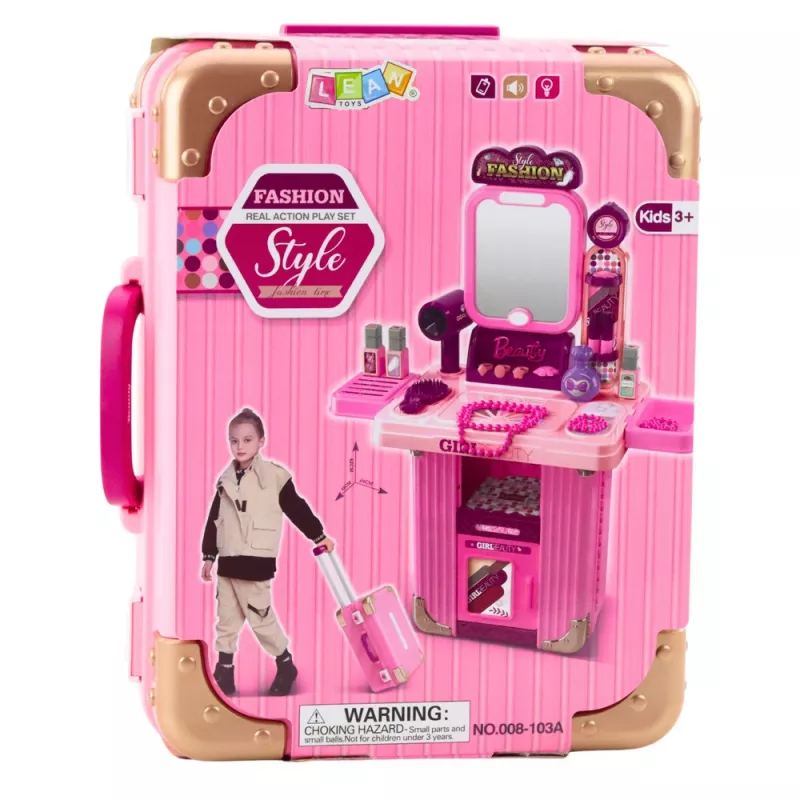 LEAN TOYS Set de tocador en maletín 2 en 1 rosa