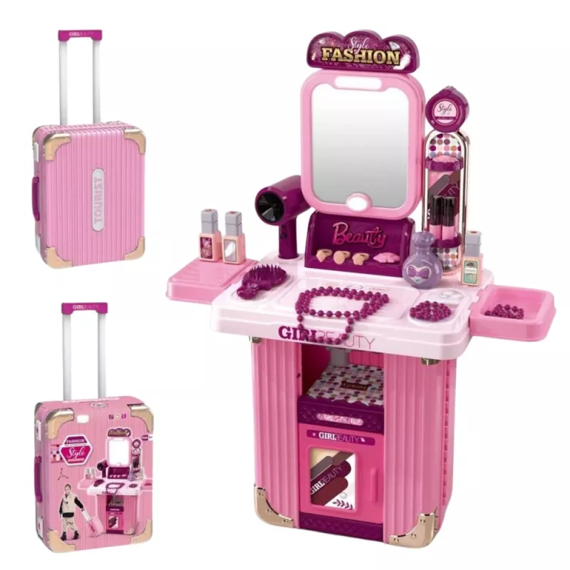 LEAN TOYS Set de tocador en maletín 2 en 1 rosa