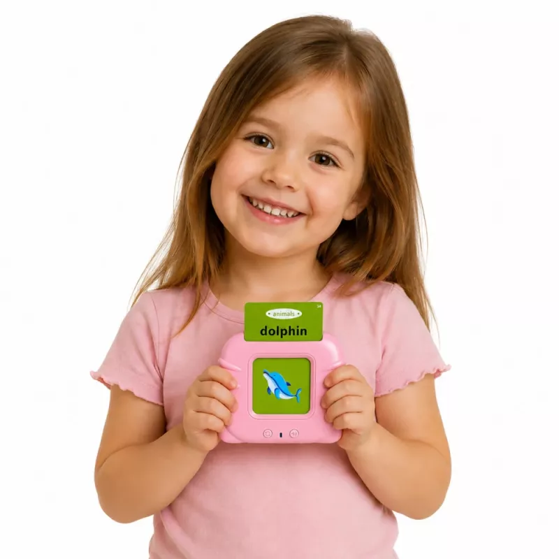 LEAN TOYS Lector de tarjetas de aprendizaje de palabras en inglés juguete educativo rosa