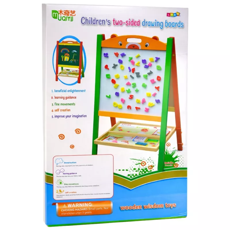 LEAN TOYS Pizarra magnética didáctica de doble cara 2 en 1 con rotuladores, letras y números