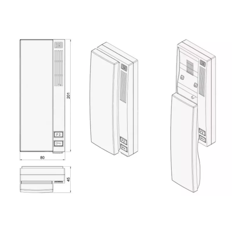 ACO INS-UP720B UNIFON - Auricular de portero automático digital con 1 botón, blanco
