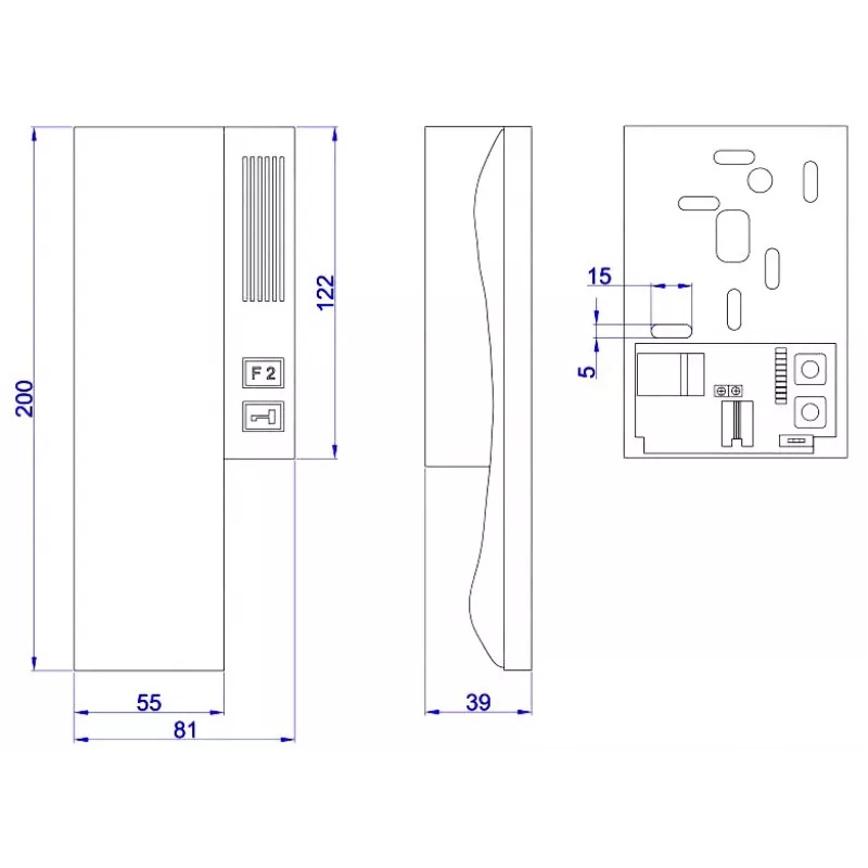 ACO INS-UP UNIFON - Auricular de portero automático de audio con 2 botones y retención magnética del auricular, blanco