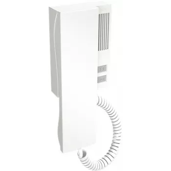 ACO INS-UP UNIFON - Auricular de portero automático de audio con 2 botones y retención magnética del auricular, blanco