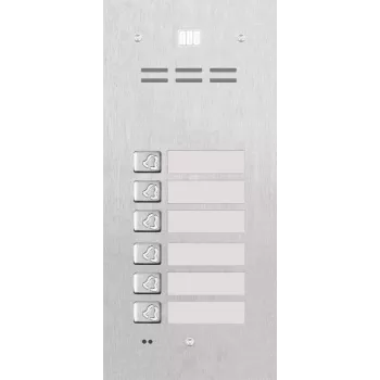 ACO FAM-P-6NPACC Placa de vivienda empotrada para 6 viviendas con lector de proximidad RFID, plateado