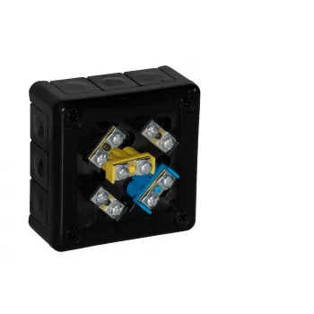VIPLAST VP-41 Caja de derivación de superficie con bornes, 12 entradas de cable, IP55, negra, 98x98x42 mm