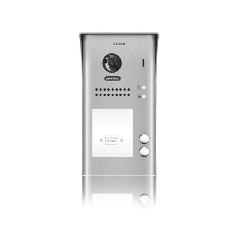 VIDOS DUO S1102A Videoportero para 2 viviendas, acero inoxidable, Full HD, 2 hilos, negro