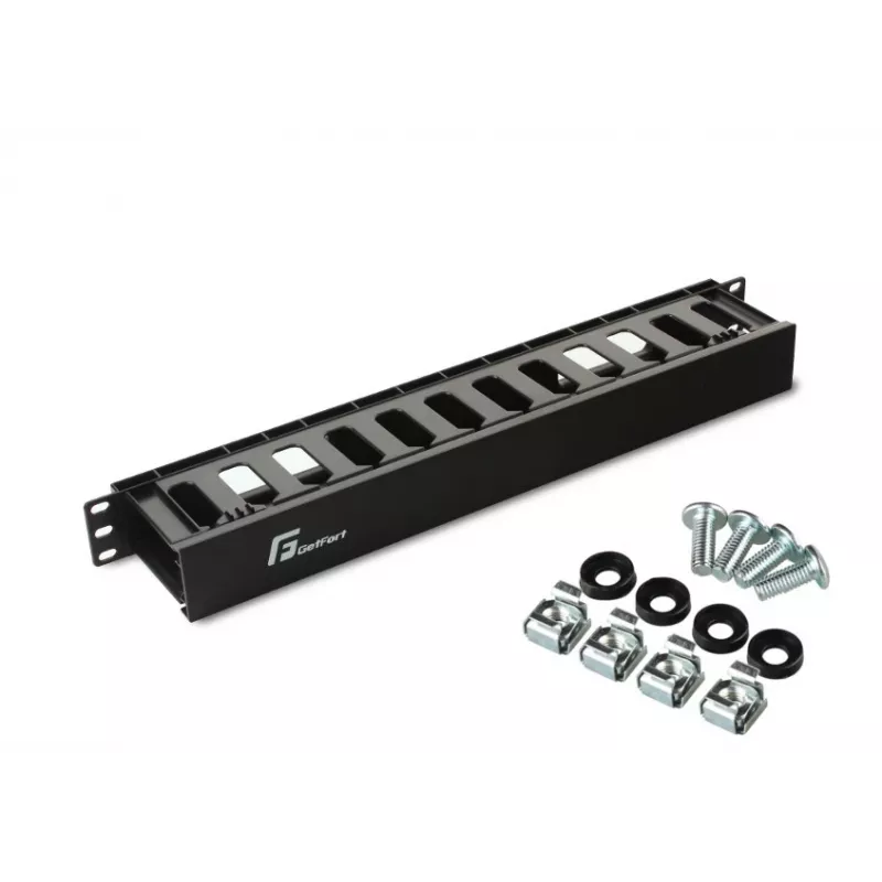 GETFORT OGF-PM Panel de gestión de cables horizontal cerrado 1U - Negro