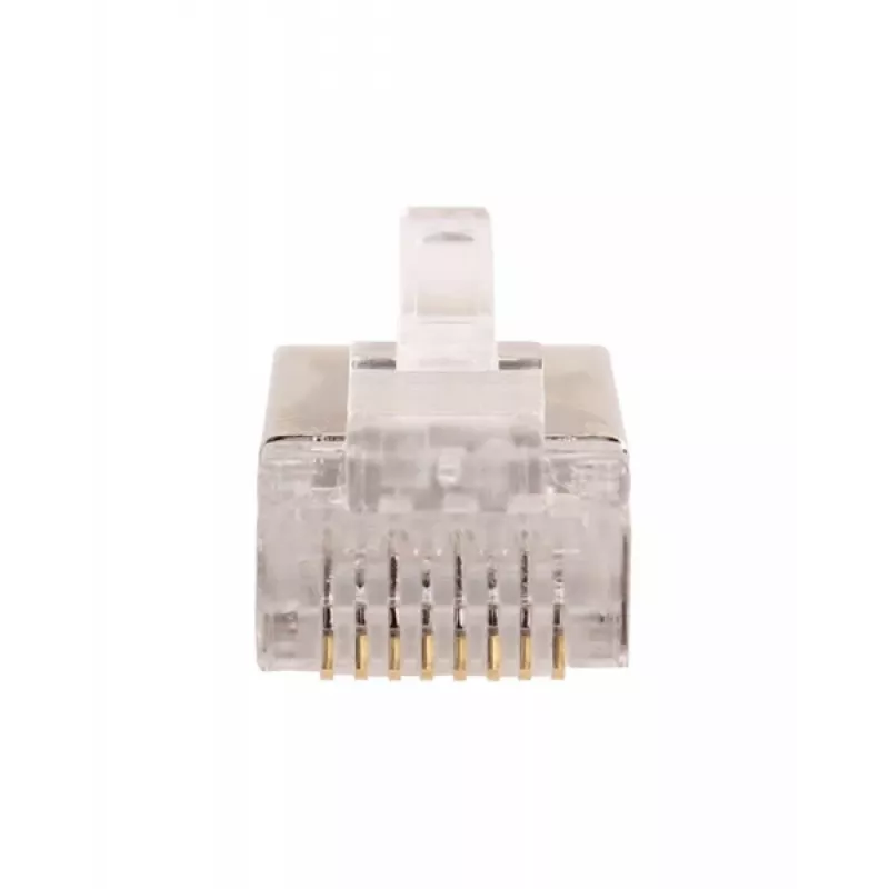 GETFORT Conector blindado RJ45 Cat.6 8P8C (100 unidades) - Contactos dorados, transparente