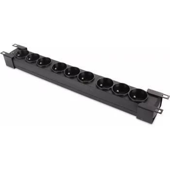 Getfort GF-9R30/FR regleta de enchufes para rack 9 tomas 1U con enchufes franceses, cable de 3 m, 16A, negro