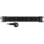 Getfort GF-9R30/FR regleta de enchufes para rack 9 tomas 1U con enchufes franceses, cable de 3 m, 16A, negro