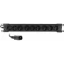 Getfort GF-9R30/IEC PDU para rack 19 inch 1U con 9 tomas IEC C13, 16A, cable de 3 m, negro