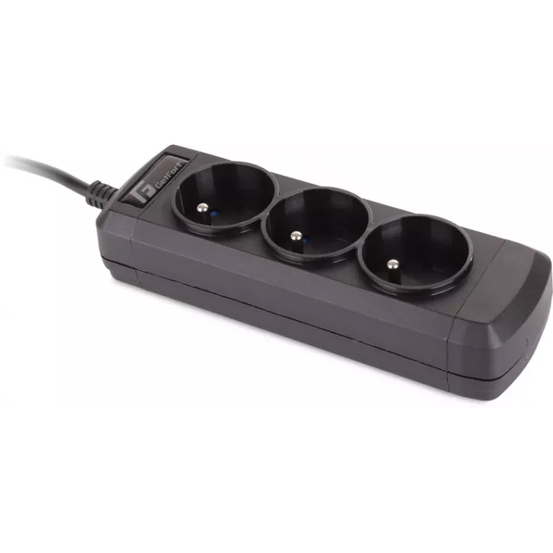 GETFORT regleta de enchufes SAI C14 con 3 tomas francesas tipo E, 1,5 m, negra