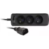 GETFORT regleta de enchufes SAI C14 con 3 tomas francesas tipo E, 1,5 m, negra