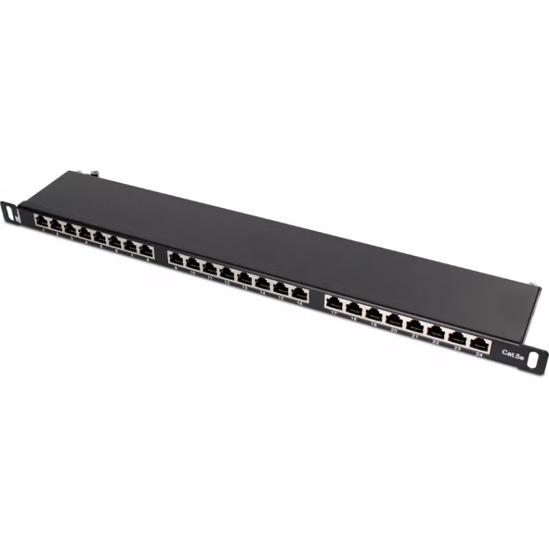 Panel de parcheo FTP Cat.5e 24 puertos 0,5U negro GETFORT PGF-5EFTP24-B8