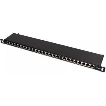 Panel de parcheo FTP Cat.5e 24 puertos 0,5U negro GETFORT PGF-5EFTP24-B8