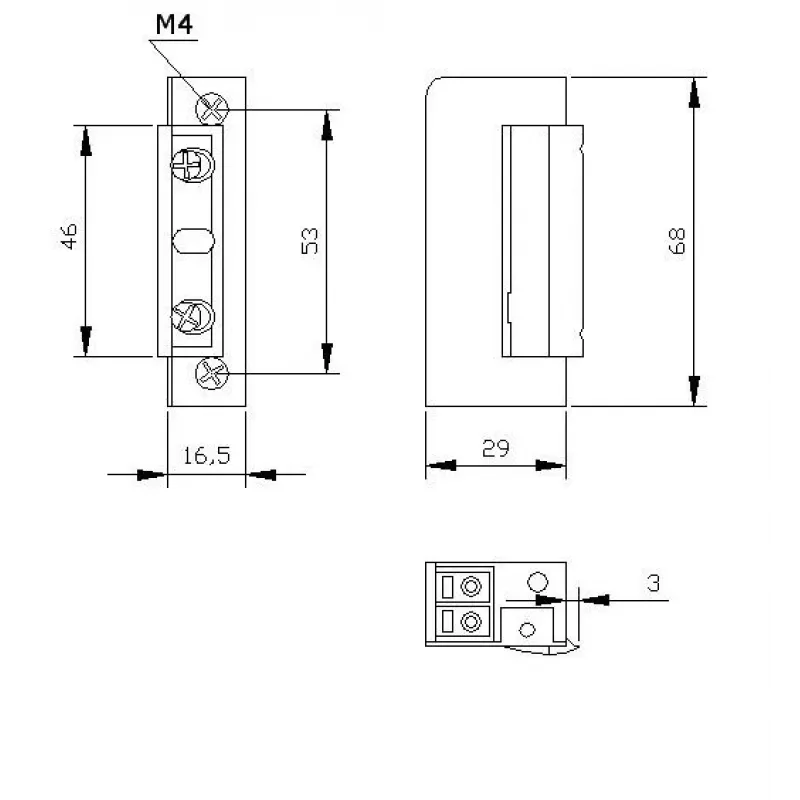 ELEKTRA-PLUS R5 cerradero eléctrico con bloqueo, simétrico, estrecho 16,5mm 9125