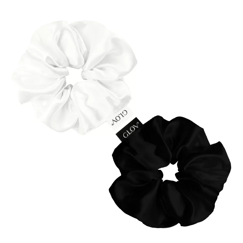 GLOV Satin Scrunchies Gomas de pelo Mediano Champán/Negro 2 uds.