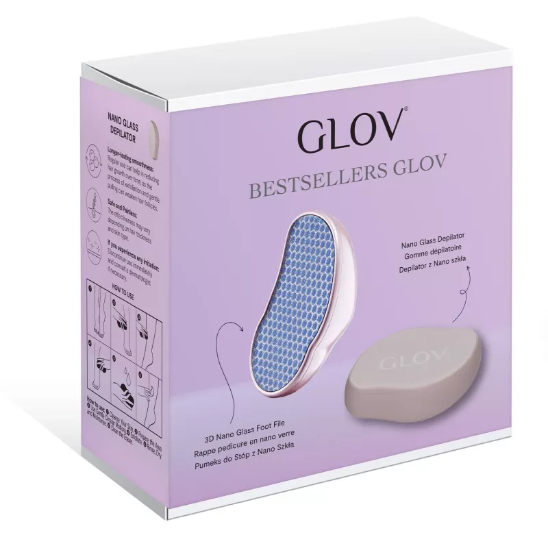 GLOV_SET Set de los más vendidos Lima de pies de nano cristal y depilador