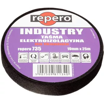 REPERO 735 Cinta aislante eléctrica de PVC industrial 19mm x 25m Negro