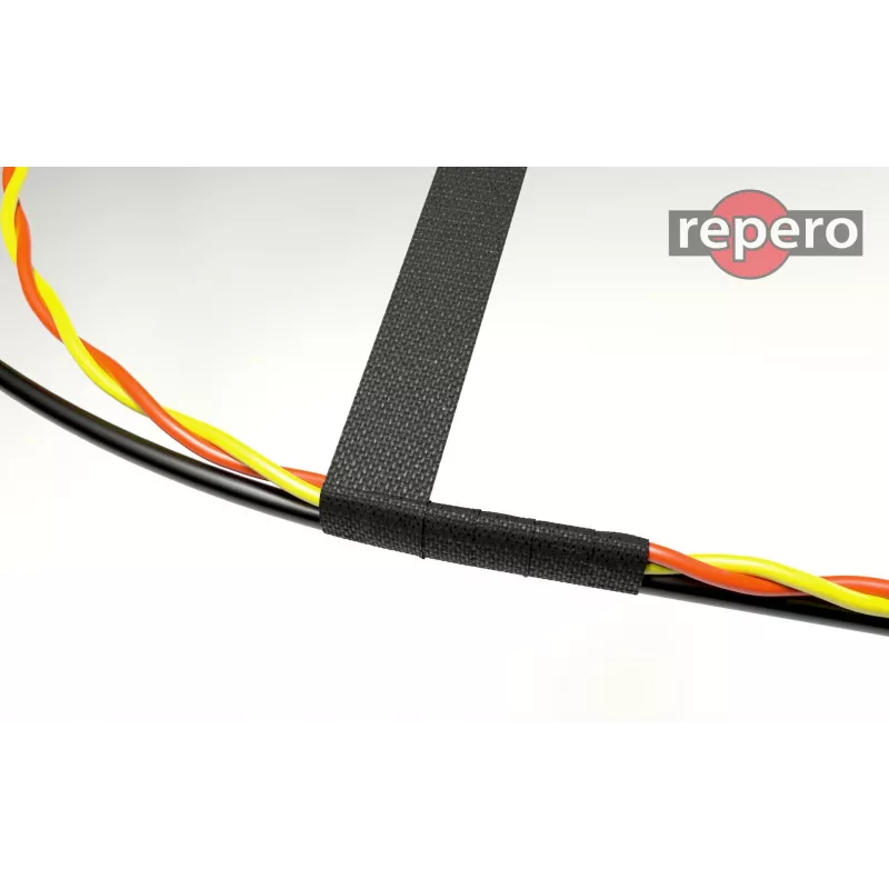 REPERO 734 Cinta aislante eléctrica de tela, algodón, Negro, 19mm x 25m